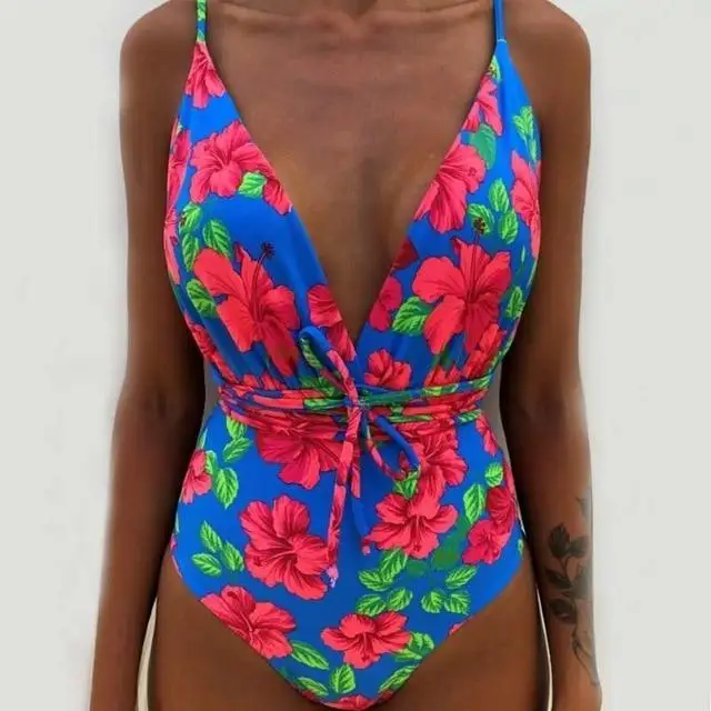 New Siamese sexy slim print swimming suit swimsuit bikini manufacturers spot swimwear wholesale Printed one-piece swimsuit - Image 3