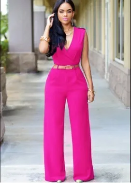 Dropshipping New women fashion jumpsuits Siamese pants Free Belt combinaison femme - Image 5