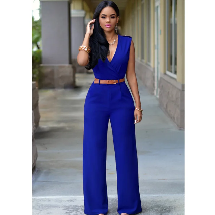 Dropshipping New women fashion jumpsuits Siamese pants Free Belt combinaison femme - Image 4